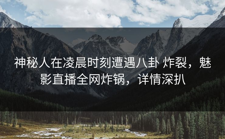 神秘人在凌晨时刻遭遇八卦 炸裂,魅影直播全网炸锅,详情深扒 神秘人在凌晨时刻遭遇八卦 炸裂,魅影直播全网炸锅,详情深扒
